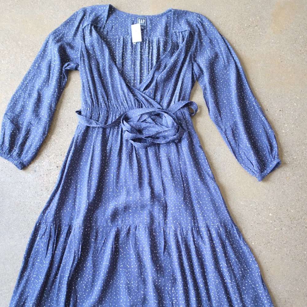 Gap Blue Wrap-Front Midi Dress